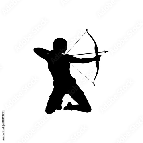 Archer Silhouette Isolated on Transparent Background