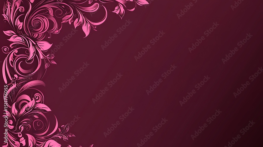 Ornate floral border on deep burgundy Ornate floral border on deep burgundy