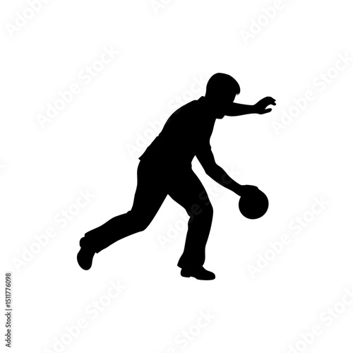 Bowler Silhouette Isolated on Transparent Background