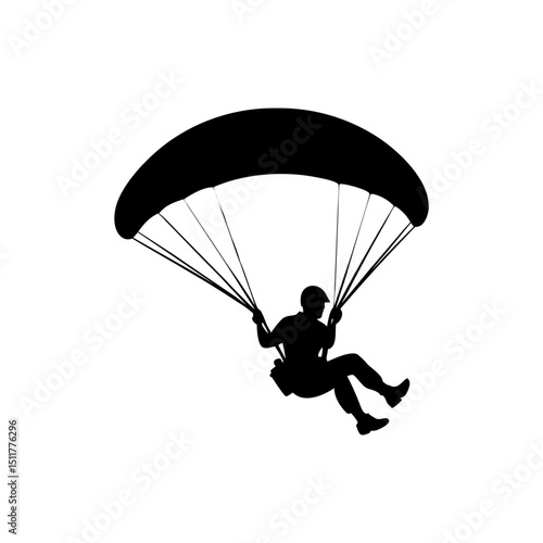 Paraglider Silhouette Isolated on Transparent Background