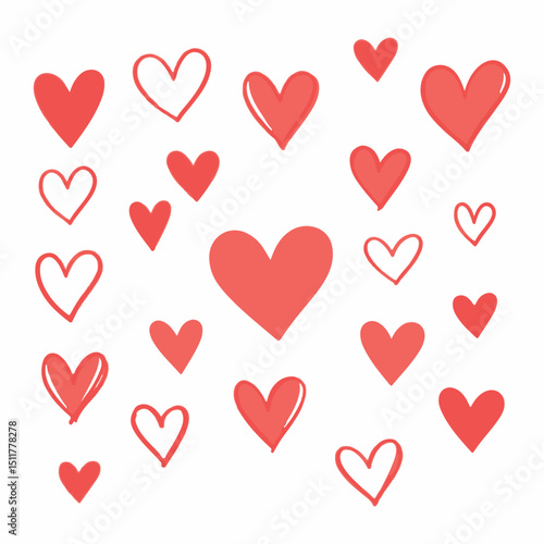 Seamless romantic pattern with red hearts, a loving symbol for Valentine's Day