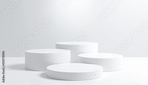 3D White Round Podium with Light and Shadow for Minimal Product Presentation