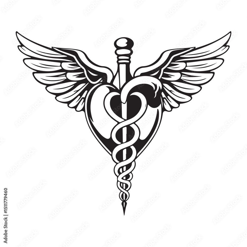 Golden caduceus medical symbol with wings and snakes a powerful emblem of health and pharmacy Golden caduceus medical symbol with wings and snakes a powerful emblem of health and pharmacy