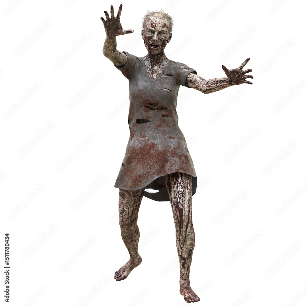 Zombie girl isolated white background 3d illustration Zombie girl isolated white background 3d illustration