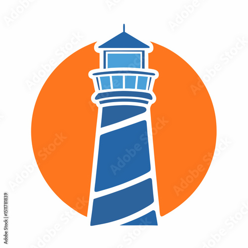 Modern Lighthouse Logo Vector illustration.