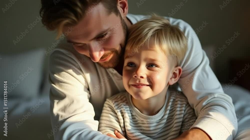 Happy Father Playing with Son at Home Happy Father Playing with Son at Home