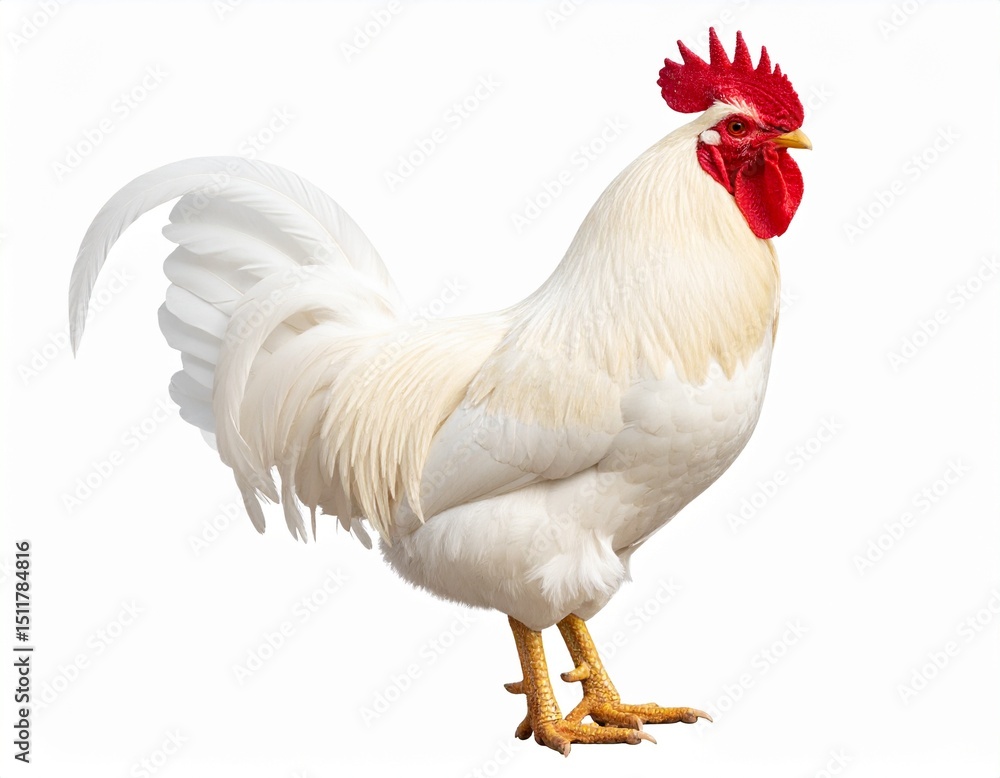 Fototapeta premium White Rooster isolated transparent white background