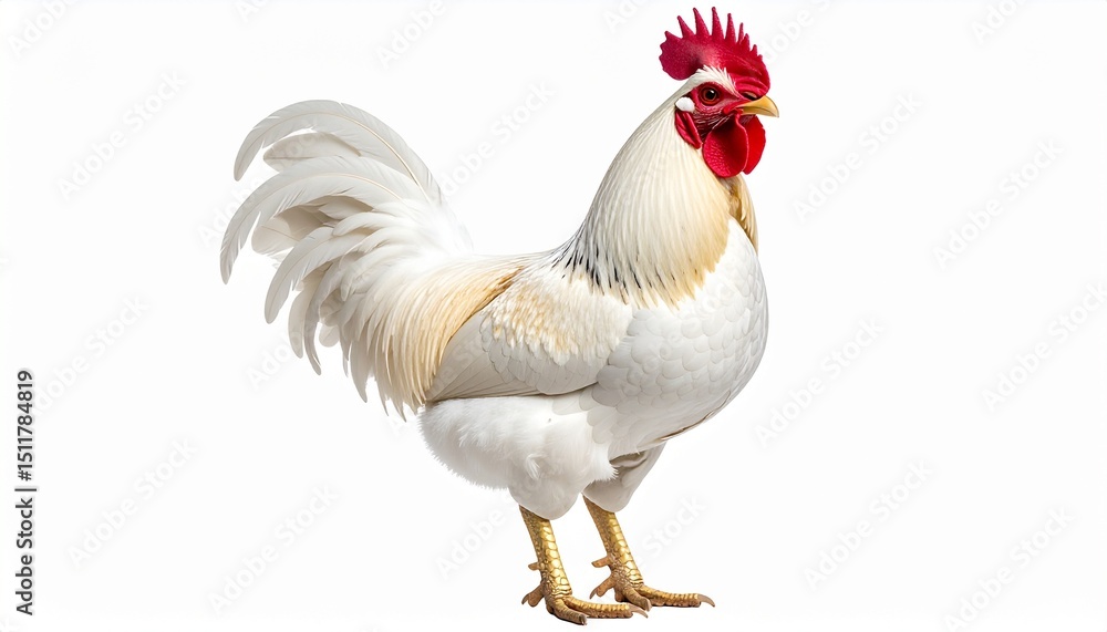 Fototapeta premium White Rooster isolated transparent white background