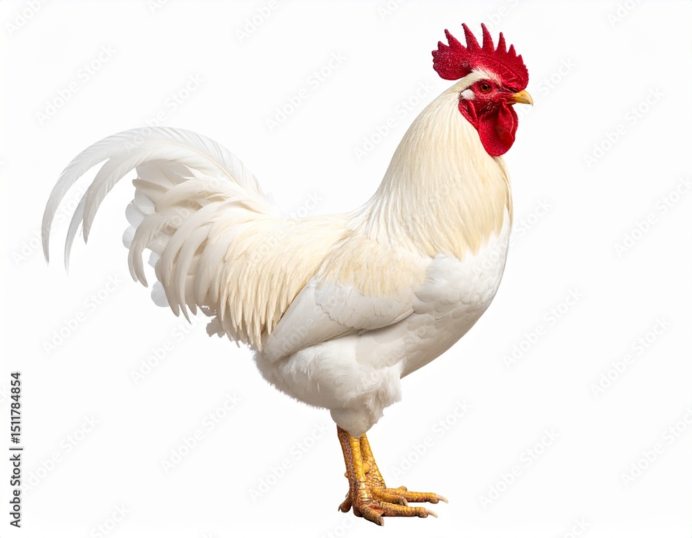 Fototapeta premium White Rooster isolated transparent white background