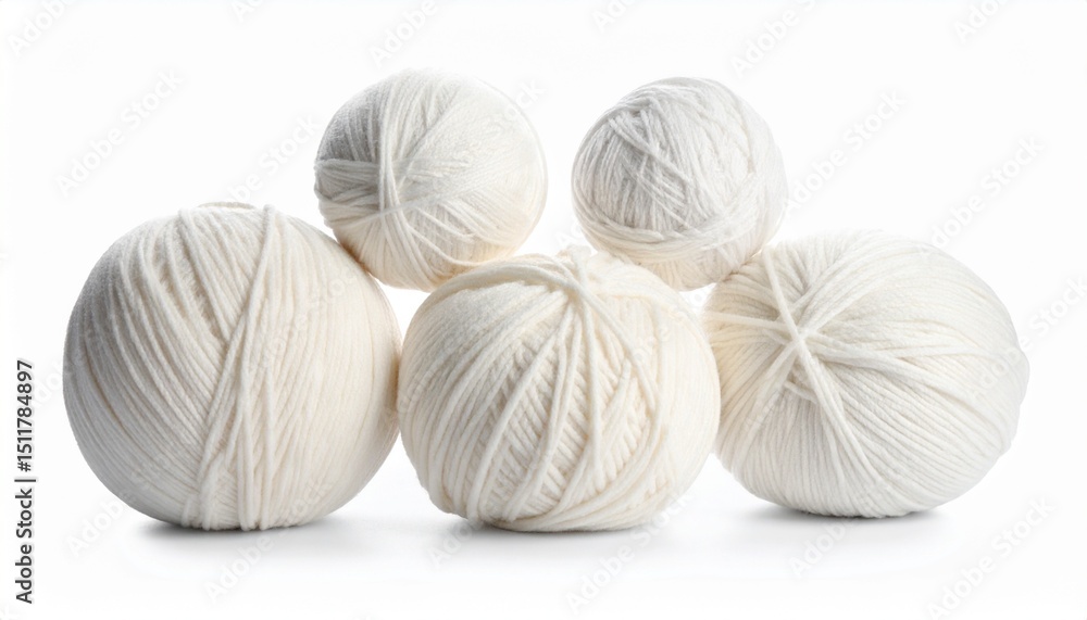 Fototapeta premium White wool threads isolated on white background