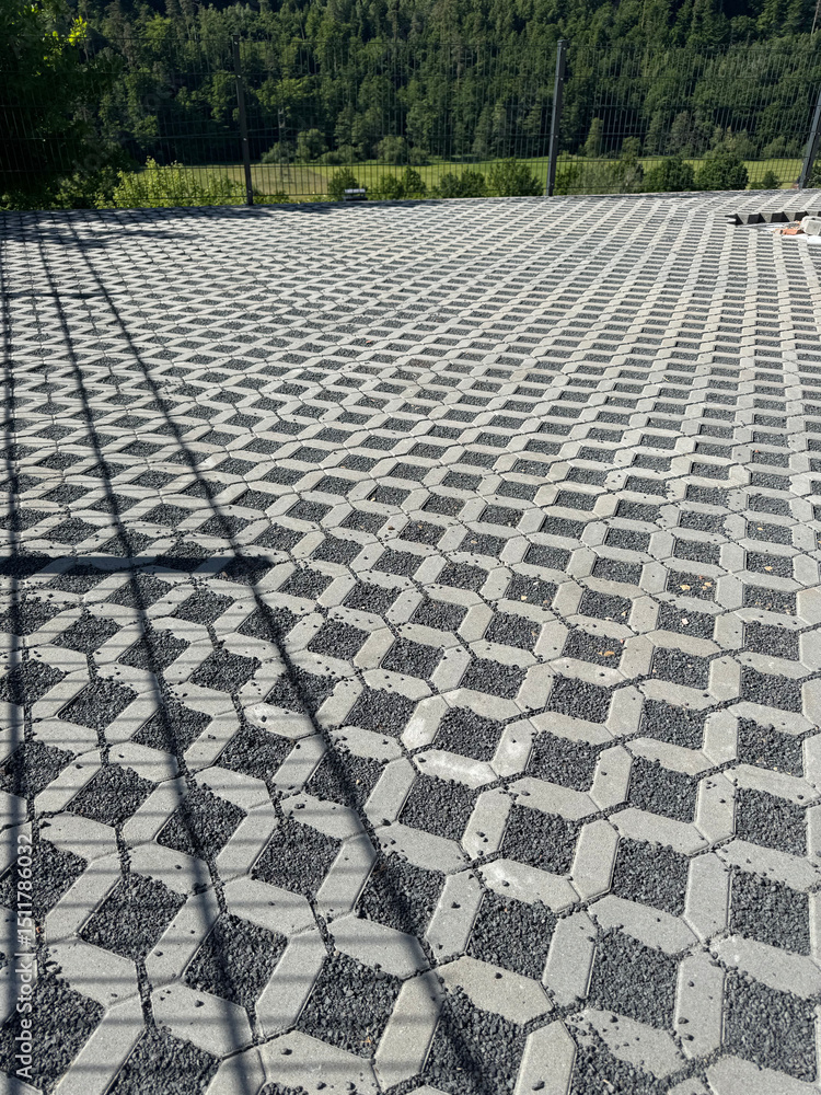 Fototapeta premium Geometric Concrete Pavers in Outdoor Setting