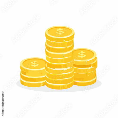 Stacked Gold Coins: Illustrating the tangible representation of wealth, each shiny coin glistens, symbolizing financial prosperity. A visual ode to the allure of economics and investment.