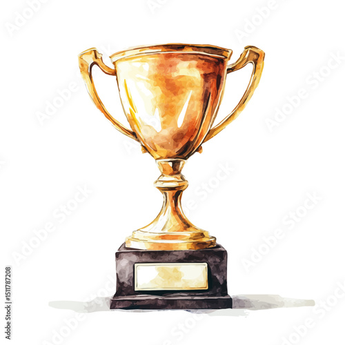 watercolor vector of Trophy, high quality, isolated on a white background.