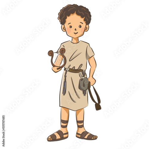 Young david bring harap and slingshot