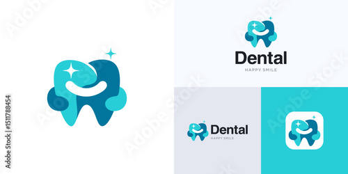 Creative dental happy smile integrated with hand hug concept, logo icon design vector illustration element editable, Abstract modern symbol dentist clinic practice for medical family care and identity