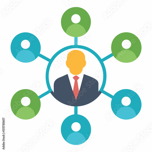 Business networking icon on white background