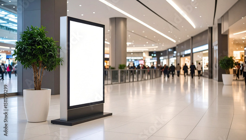 Blank Billboard Mockup Inside Shopping Mall for Indoor Advertising and Commercial Display