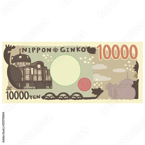 手描きのゆるい10000円札の裏