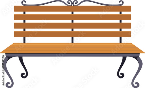 Wooden Park Bench with Decorative Iron Legs