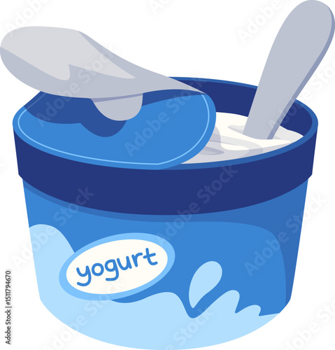 Open Yogurt Container with Spoon Inside