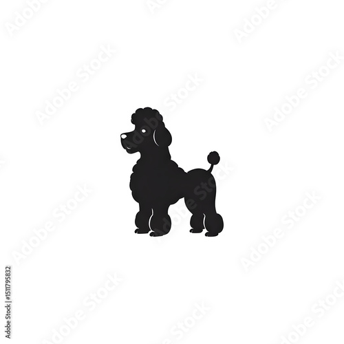 Poodle silhouette logo icon, elegant and clean  white background.