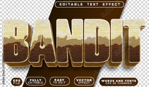 Bandit West Cowboy Outlaw Sheriff Fully Editable Vector Text File