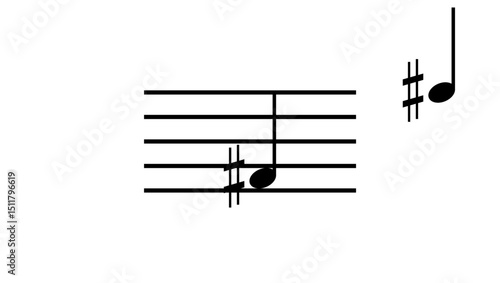 The music sharp symbol, black isolated silhouette