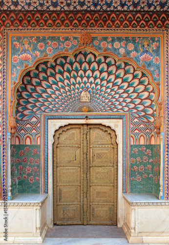 Fotografie Lotus Gate in Pitam Niwas Chowk at City Palace, Jaipur, Rajasthan, India