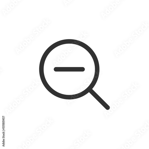 Magnifying glass with minus sign, linear icon. Zoom out, reduce view, or minimize. Line with editable stroke.