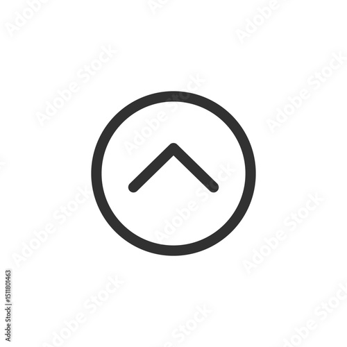 Upward arrow in circle, linear icon. Collapse section, scroll up, or upload. Line with editable stroke.
