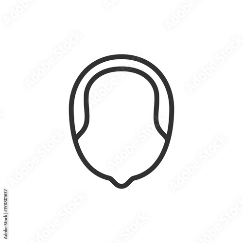 Head with thin hair and high hairline, linear icon. Early hair loss and scalp exposure. Line with editable stroke.