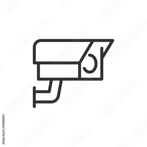 Surveillance camera, linear icon. Security monitoring or CCTV system. Line with editable stroke.