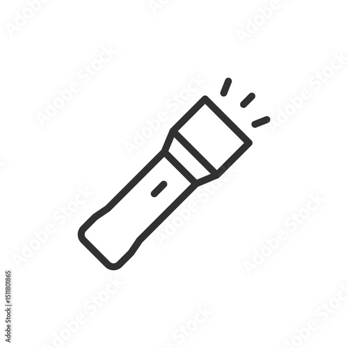 Flashlight, linear icon. Illumination, emergency tool, or outdoor equipment. Line with editable stroke.