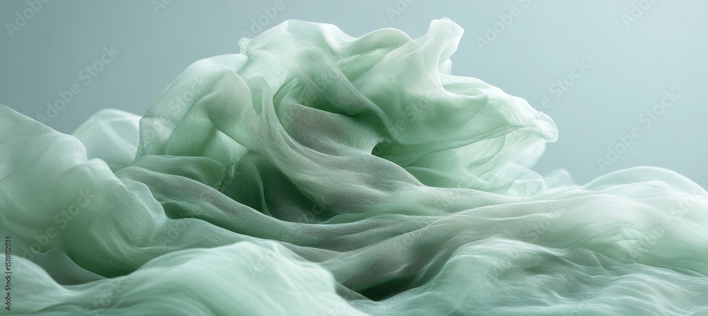 Abstract Background Flowing Waves of Delicate Olive Green Fabric. Minimalist Monochrome Aesthetic. Abstract Background Flowing Waves of Delicate Olive Green Fabric. Minimalist Monochrome Aesthetic.