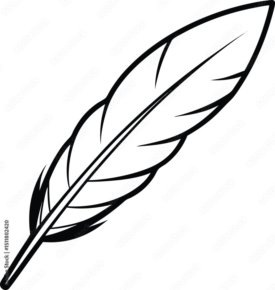 Fototapeta premium Patriotic Eagle Feather Vector – Clean Line Art of National Symbol