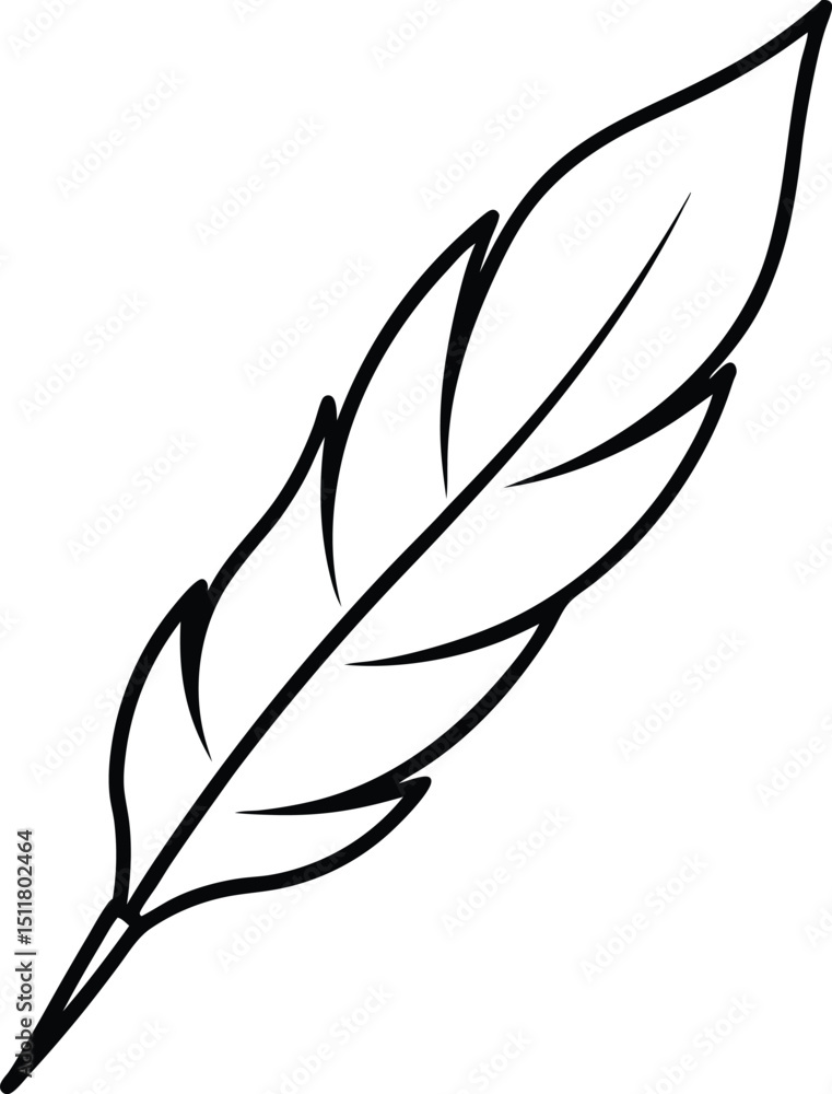 Obraz premium Linear Eagle Feather Art – Iconic Black Outline Symbol of Freedom