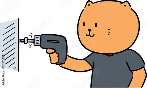 Illustration of cat using screwdriver
