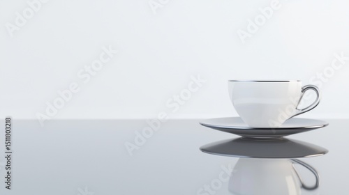 Wallpaper Mural A white coffee cup with a silver rim sits on a matching saucer. Torontodigital.ca