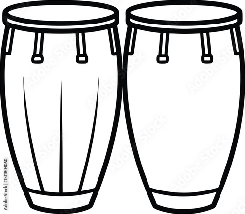 digital vector image of conga drums in black line art.