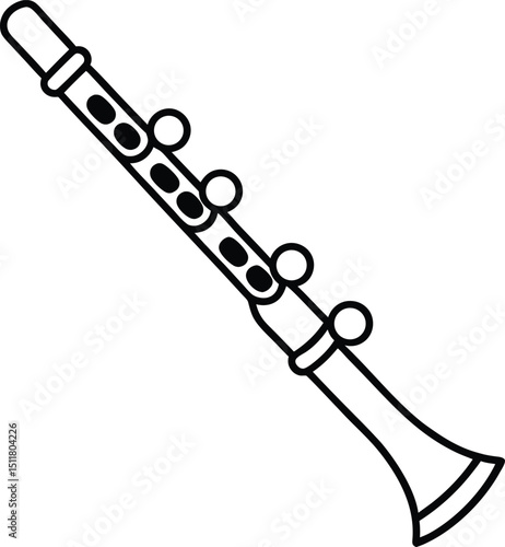 clarinet icon with elegant curves outlined