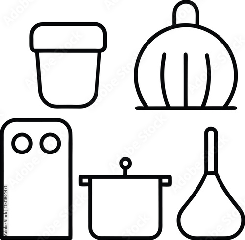 minimalist kitchen equipment jog line icon