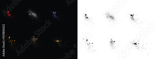 Grunge texture vector collection of yellow, purple, black, blue, green, white, and red blood splatter background