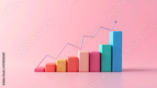 Free Download Colorful bar graph with vibrant bars on pink background, modern and clean data visualization. - GFXLoad
