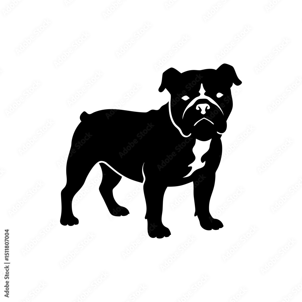 Obraz premium Bulldog Dog Silhouette Isolated on Transparent Background