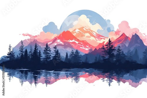 watercolour painting of mountain scenery