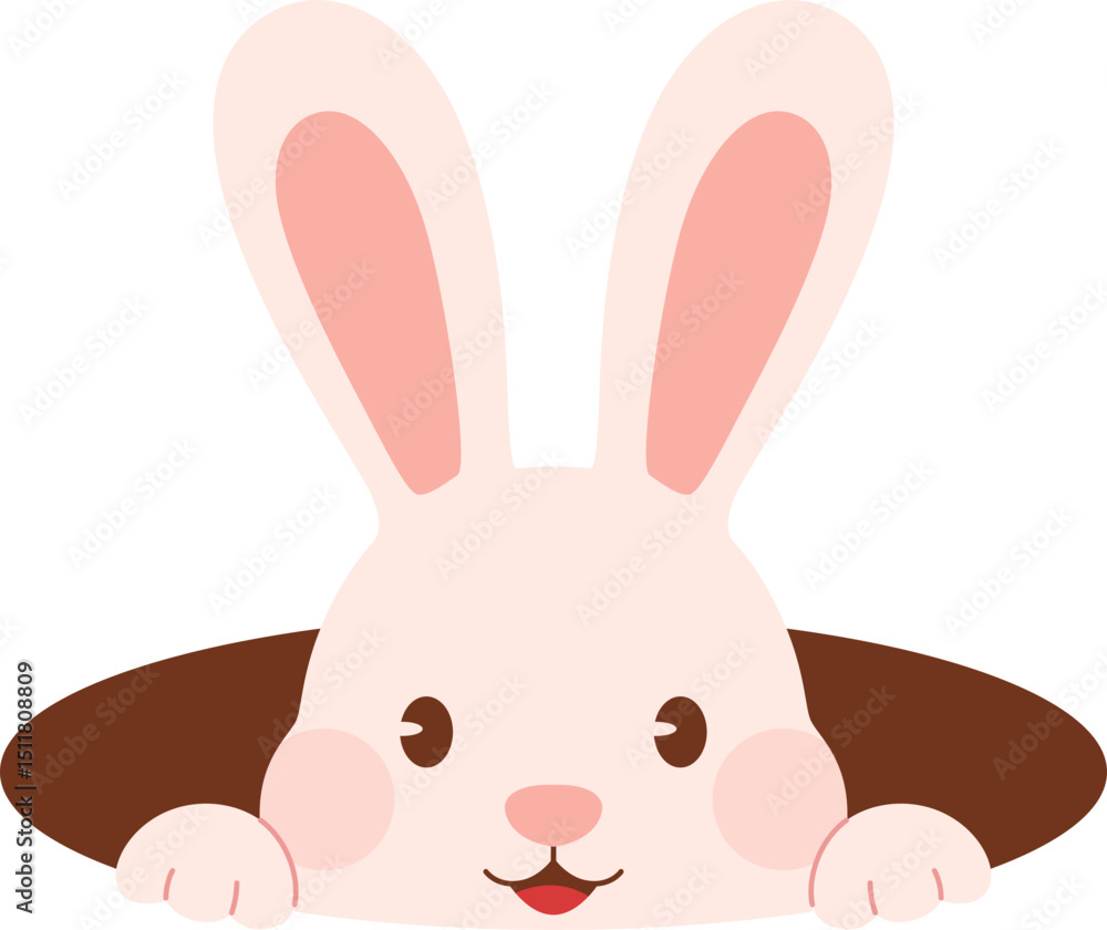 Bunny Peeking from Hole with a Smile Bunny Peeking from Hole with a Smile