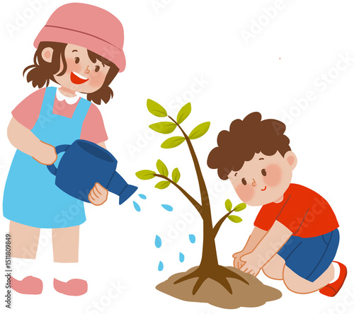 child planting a tree