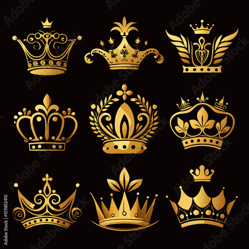 set of golden crowns