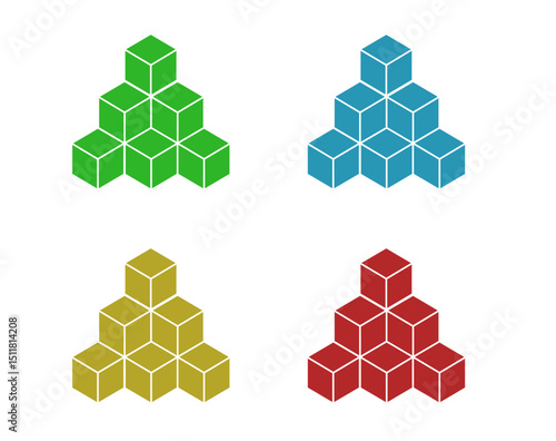 stacked congruent cubes, vector illustration