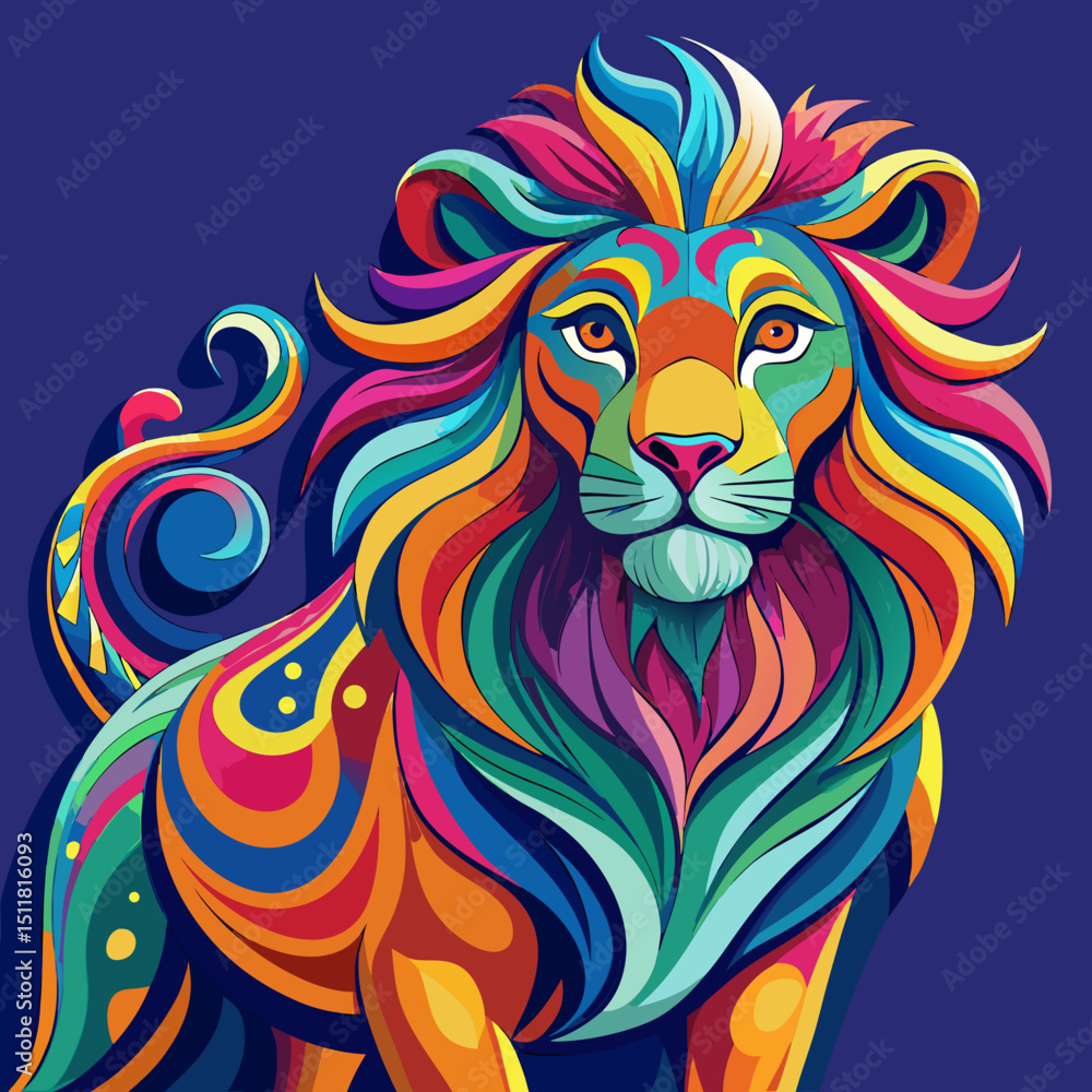 Vibrant Colorful Lion Abstract Art Print Design Vibrant Colorful Lion Abstract Art Print Design